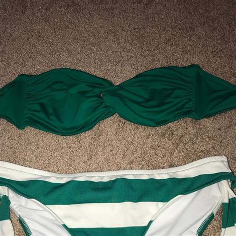Mossimo Supply Co Swim Green And White Strapless Bikini By Mossimo Poshmark