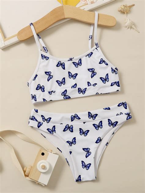 Girls Allover Butterfly Print Bikini Swimsuit In Swimwear Girls