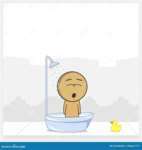 Man Takes A Bath With A Duck Stock Vector Illustration Of Comics