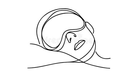 Cute Sleep Mask World Sleep Day Hug Pillow One Line Drawing Stock