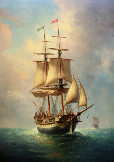 pirate ship painting sailboat vehicle. | Premium Photo Illustration ...