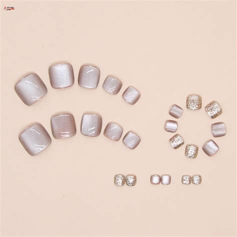 Clear Nude Cat Eye Fake Toenails Natural Unbreakable Nail Simple Wear Shopee Malaysia