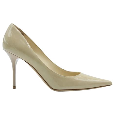 Jimmy Choo Nude Patent Leather Pointed Toe Heels Flesh Ref Joli Closet