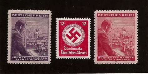 WW2 NAZI THIRD 3rd Reich Germany Adolf Hitler B M Stamp Pair Set MNH 5