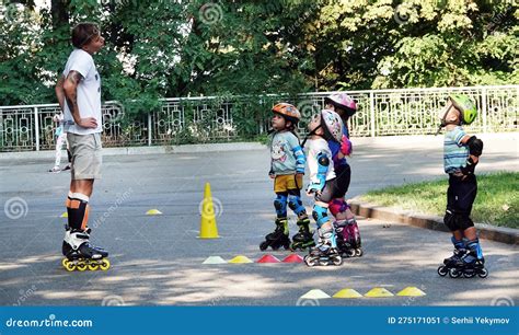 Young Children Are Taught To Roller Skate Editorial Photo Image Of