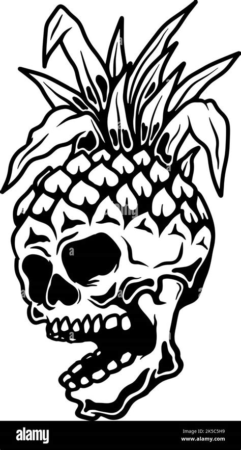 Illustration Of Pineapple Skull Summer Theme Design Element For Poster Card Banner Emblem