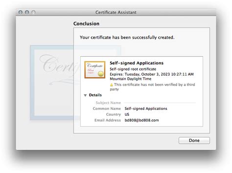 Creating a Self-signed Code Certificate for XCode - bd808.com