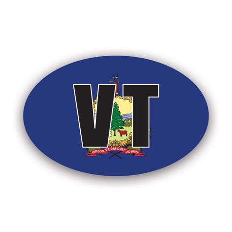 Vermont Flag Oval Sticker Decal Self Adhesive Vinyl Weatherproof