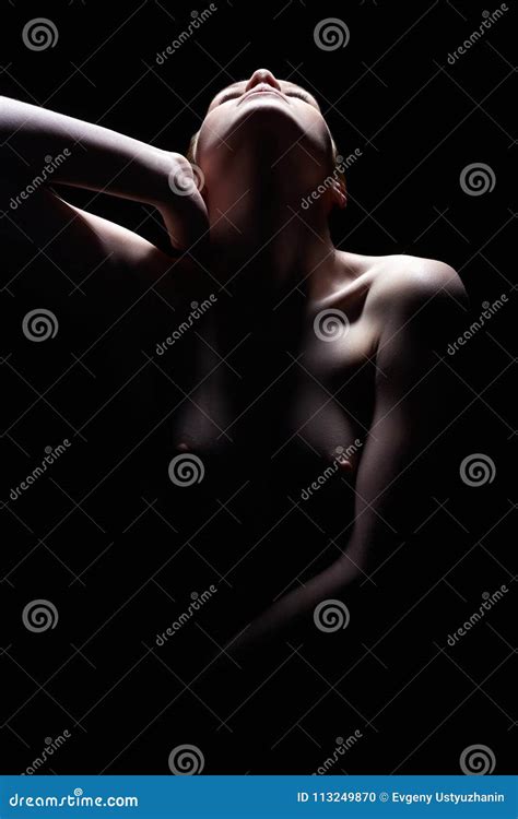 Nude Woman Silhouette In The Dark Stock Photo Image Of Mysterious Nude 113249870