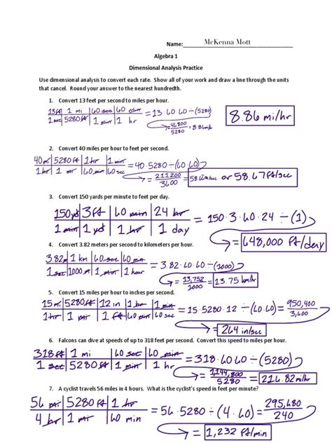 Dimensional Analysis Worksheet Pdf Pdf Science Physical Quantities