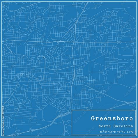 Blueprint US City Map Of Greensboro North Carolina Stock Illustration