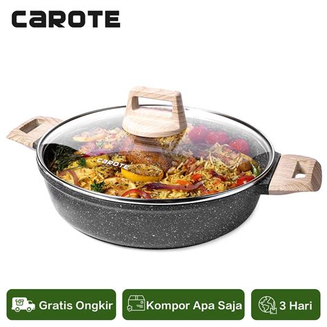 Jual Carote Batu Granit Antilengket Dengan Tutup Panci Penggorengan