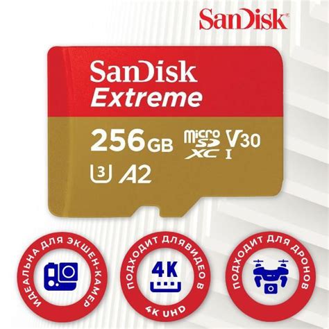 Игровая карта памяти 256Gb MicroSD SanDisk Extreme SDSQXAV-256G-GN6GN ...