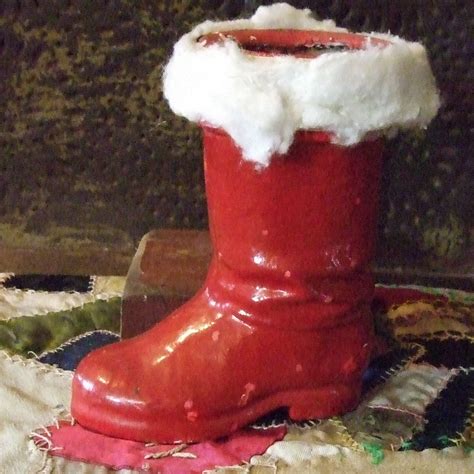 Vintage Paper Mache Santa Boot Candy Container By Eggcratevintage