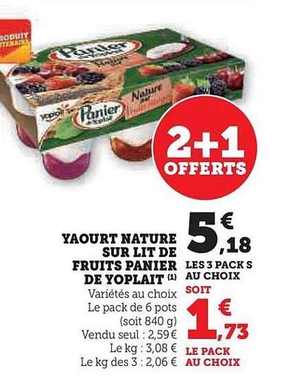 Promo Yaourt Nature Sur Lit De Fruits Panier De Yoplait Chez Hyper U