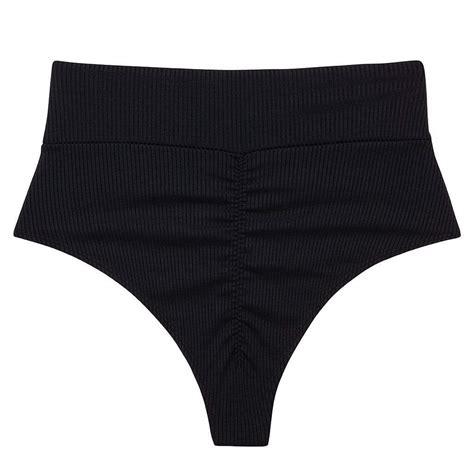 Black Rib Ac High Rise Bikini Bottom Montce Swim