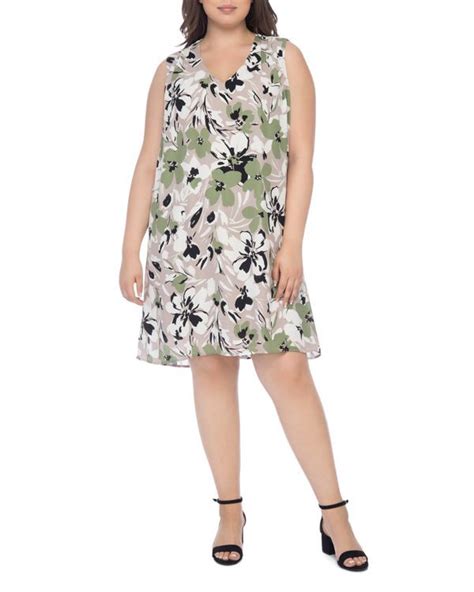 B Collection By Bobeau Curvy Iban Floral Print Shift Dress Suede Mini