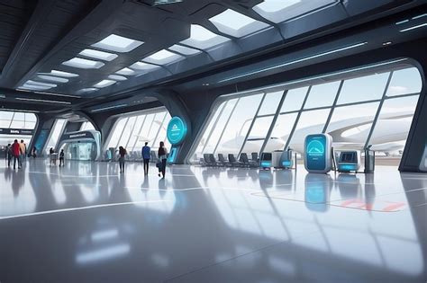 Premium Photo Futuristic Airport Terminal Mockup Seamlessly Integrate