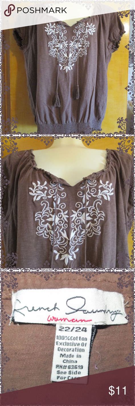 French Laundry Brown Peasant Top Plus Size 2224 Peasant Tops Tops Peasant Shirt