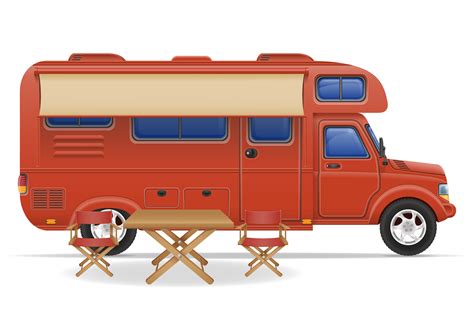 Car Van Caravan Camper Mobile Home Vector Illustration 492850 Vector