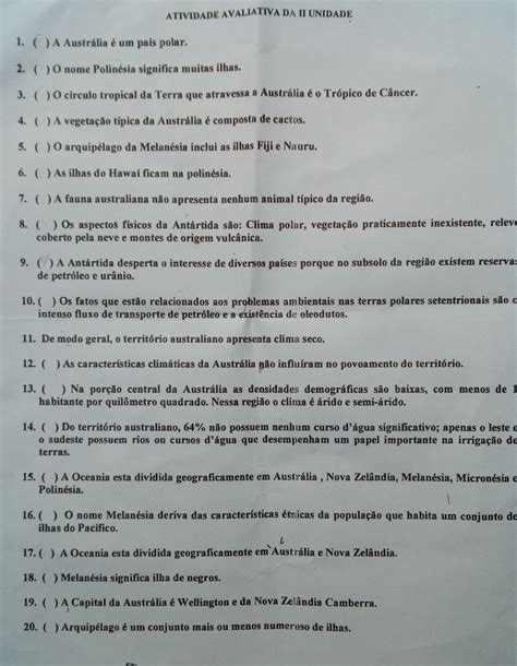 Atividade Avaliativacoloque V Para Verdadeiro E F Para Falso 189000