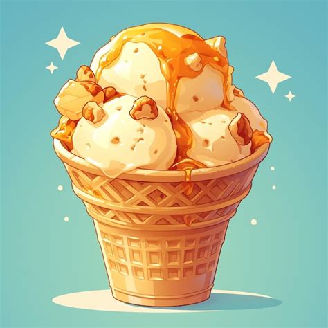 Helado De Caramelo Salado Con Nueces Crujientes Vector Premium