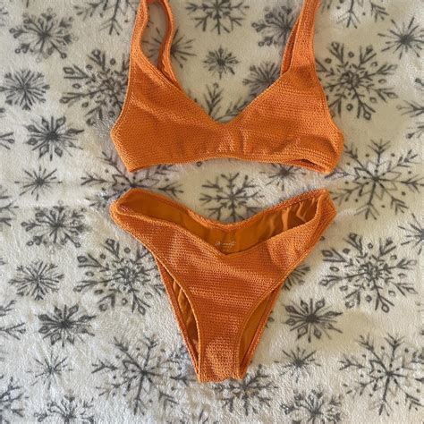 Pac Sun Orange Bikini Set Both Size Small Worn A Depop