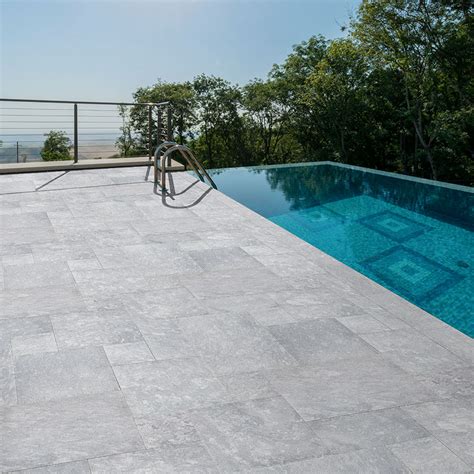 Premium Select Ice Silver Marble Leathered Paver French