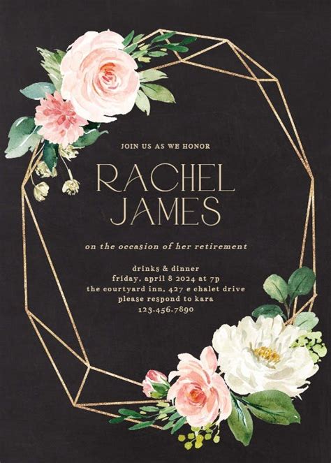 Floral Polygon Frame Retirement And Farewell Party Invitation Template Greetings Island