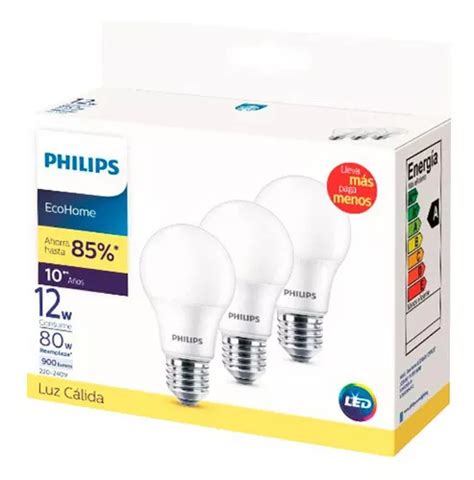 Pack Ampolletas Philips Ecohome Led Bulb W Cuotas Sin Inter S