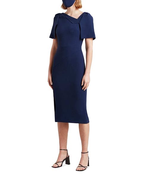 Buy Roland Mouret Fenton Double Crepe Sheath Midi Dress W Face Mask