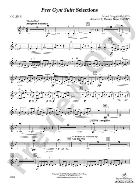 Peer Gynt Suite Selections: 2nd Violin: 2nd Violin Part - Digital Sheet ...