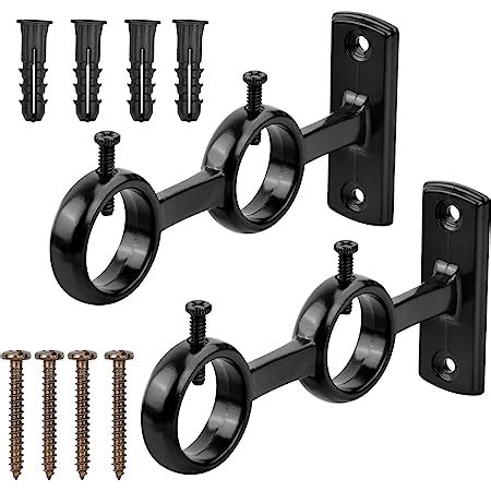 Curtain Rod Bracket Black Set Of Curtain Rod Holder Curtain Pole