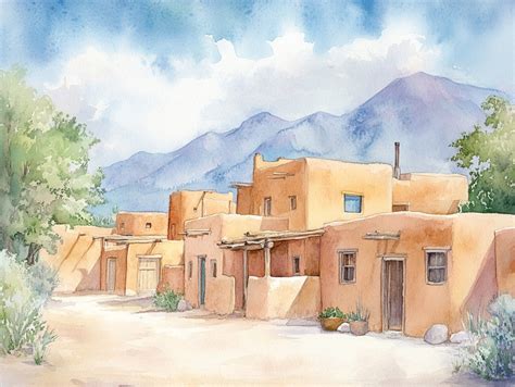 Adobe Architecture Watercolor Art Free Stock Photo - Public Domain Pictures