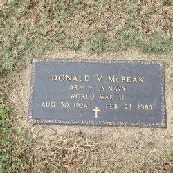 Donald V McPeak 1924 1982 Mémorial Find a Grave