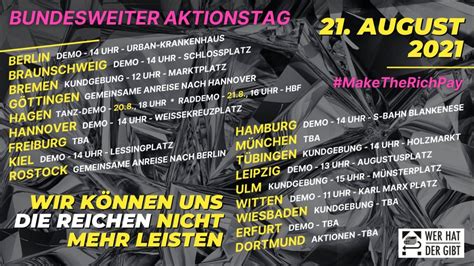 Demonstration Wir können uns Reichen nicht mehr leisten