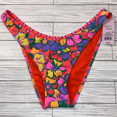 Wild Fable Swim Wild Fable Bikini Brief Bottom Ultra High Leg Super Cheeky Tropical Orange