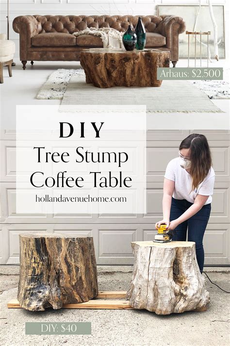 DIY Tree Stump Coffee Table- Holland Avenue Home | Stump coffee table ...