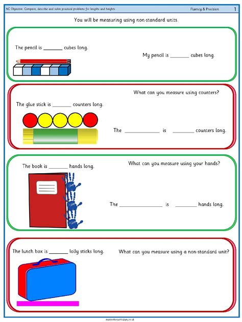 Year 1 Compare Describe And Solve Practical Problems For Lengths And