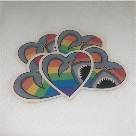 Gay Pride Sticker Lgbtqia Sticker Trans Sticker Rainbow Flag Sticker Gay Shark Lqbtqia