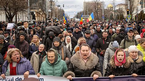 Thousands Of Protesters March In Moldova Demanding Help With The Cost