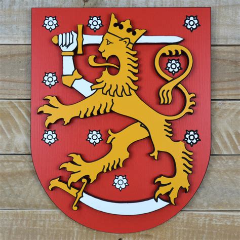 Finnish Coat of Arms: Nordic Symbol in Elegant Wood