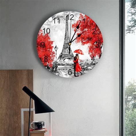 Horloges Murales Pour Salon Moderne Embrasser Paris Automne Feuilles D