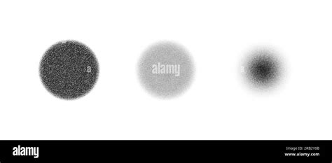 Stippled Texture Circle Set Black Dotted Round Element Collection Fading Noise Grain Dot Work