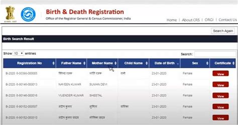 crsorgi.gov.in Birth and Death Registration 2023 | Search Certificate ...