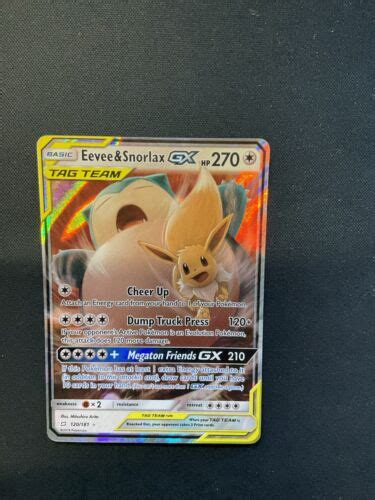 Pok Mon Tcg Eevee Snorlax Gx Sun Moon Team Up Holo Ultra