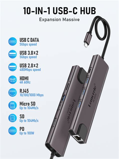 Lemorele Usb C Hub 10 In 1 【tc46】