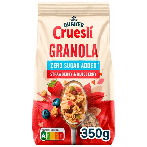 Quaker Cruesli Zero Sugar Granola Strawberry Per Stazak 350 G