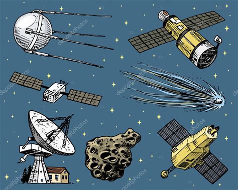 Transbordador Espacial Radiotelescopio Y Cometa Asteroide Y Meteorito