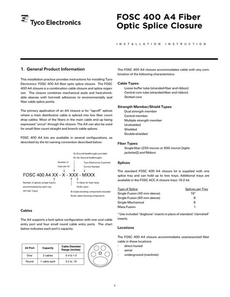 Fosc A Fiber Optic Splice Closure Installation Instructions